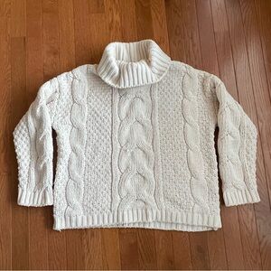 Cream Cable Knit Turtleneck Sweater